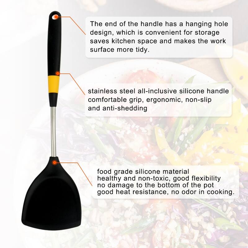 Silicone Turner Heat Resistant Non-stick Cookware Spatula Cooking - 15 " x 3.9 " (L*W)