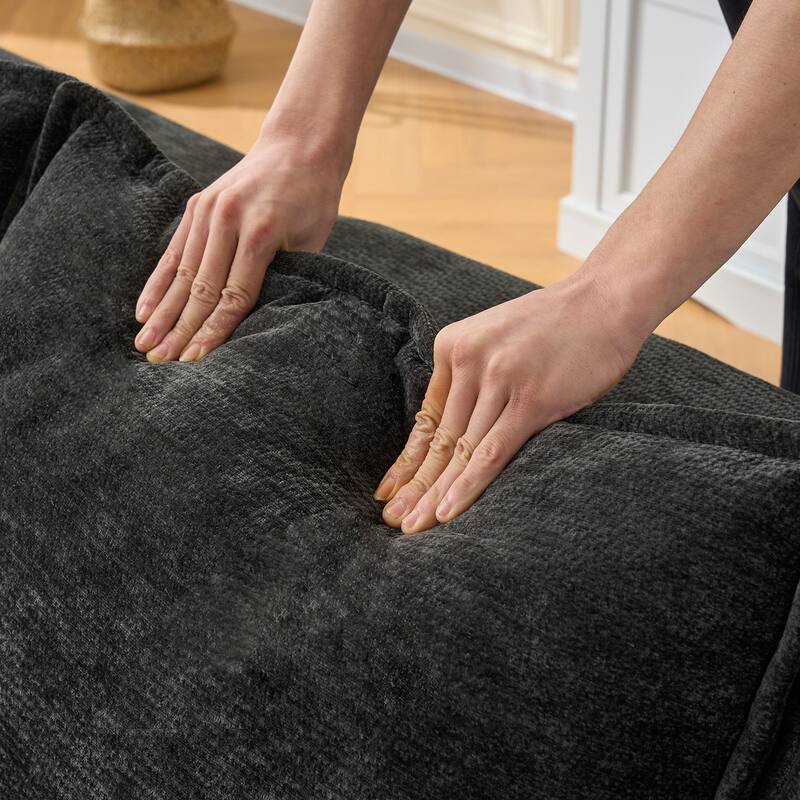 L Shaped Modular Sectional Sofa with Chaise Lounge, Chenille Upholstered Cloud Couch, Full Compressed Corner 4 Seat Sofa