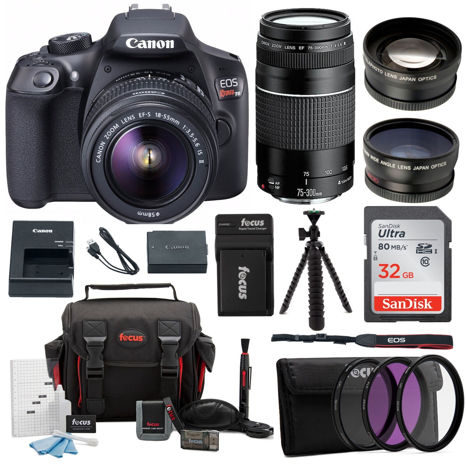 Shop Canon Eos Rebel T6 18 0 Mp Dslr Camera W 18 55mm 75 300mm