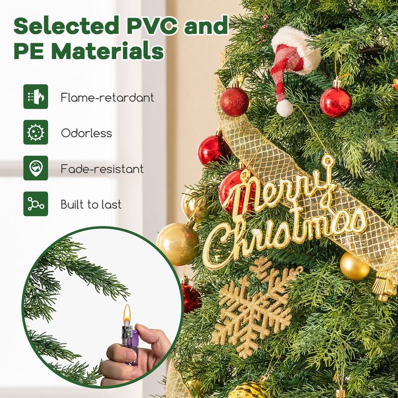 Gymax 6 FT Artificial Xmas Tree w/ 721 PE PVC Branch Tips & Folding - See Details
