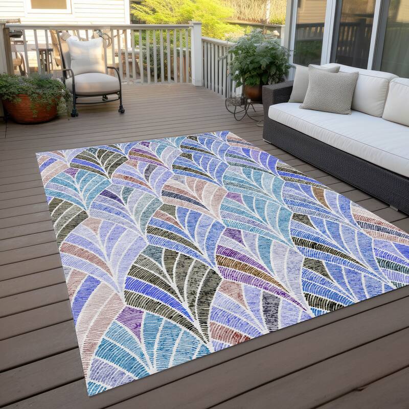 Machine Washable Indoor/ Outdoor Chantille Modern Mosaic Rug