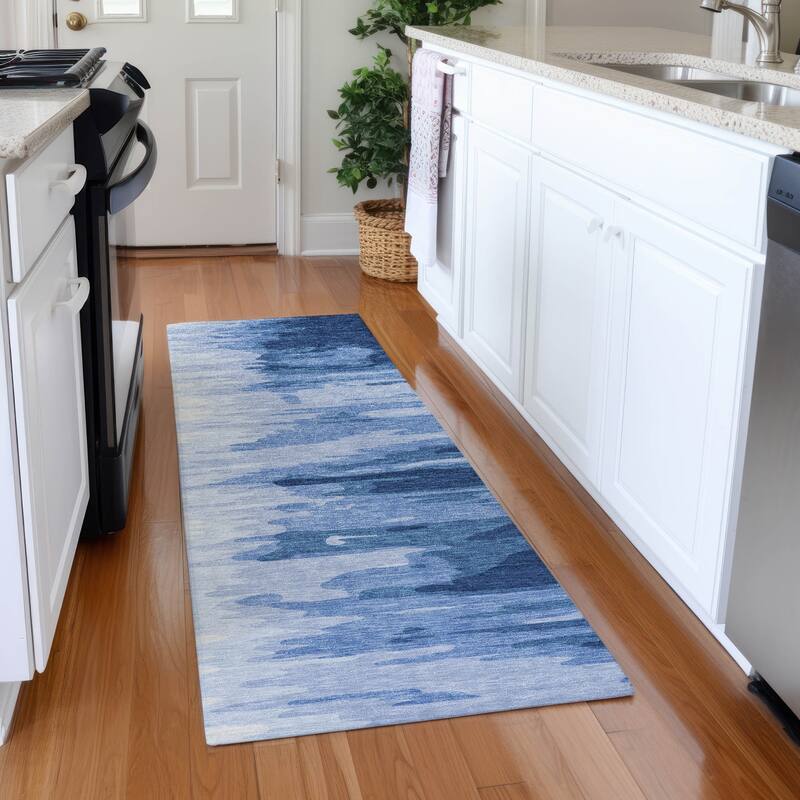 Premium Washable Super Soft Modern Ombre Mayfield Rug - Navy - 2'3" x 7'6"
