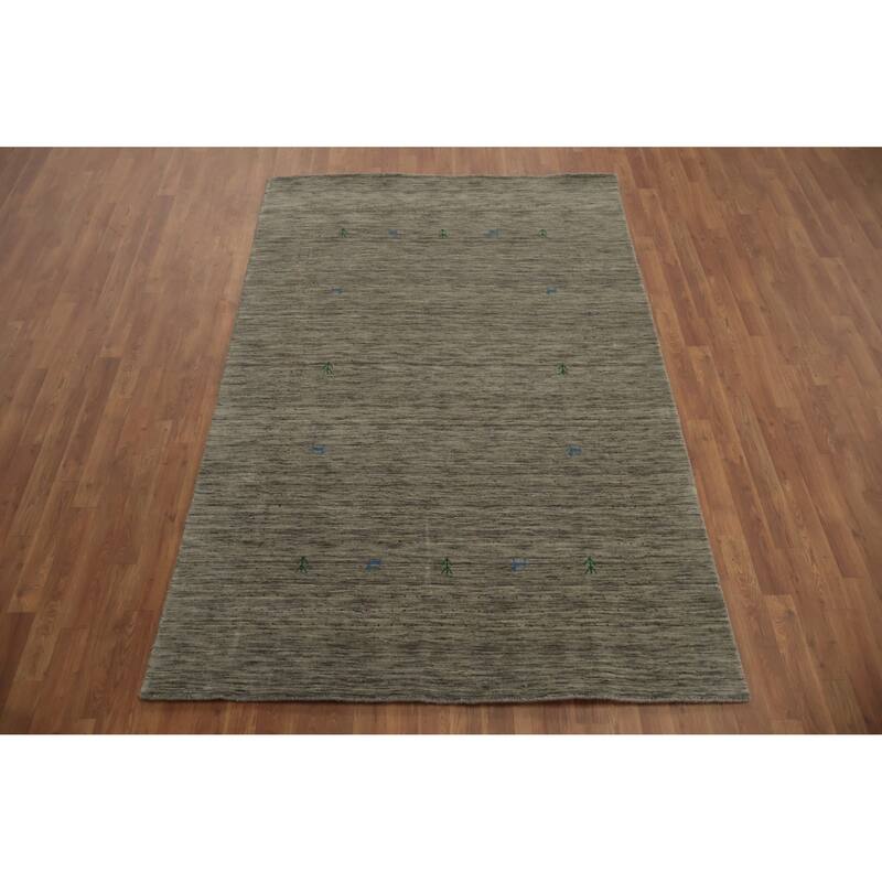 Hand Knotted Oriental 100% Wool Carpet Tribal Tribal Greys & Charcoal Gabbeh Area Rug - 7' 9'' X 5' 3''