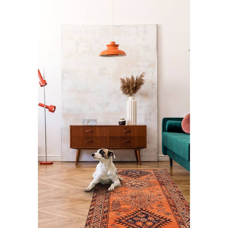 ECARPETGALLERY Hand-knotted Melis Vintage Orange Wool Rug - 3'8 x 9'7