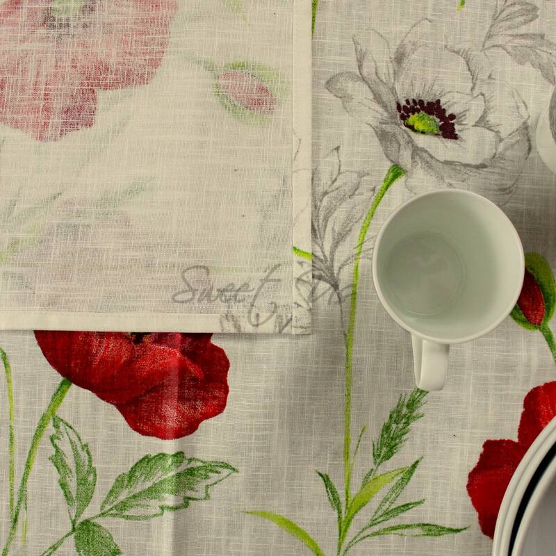 Vannes Poppy Wipeable Acrylic Coated Tablecloth Spill Resistant