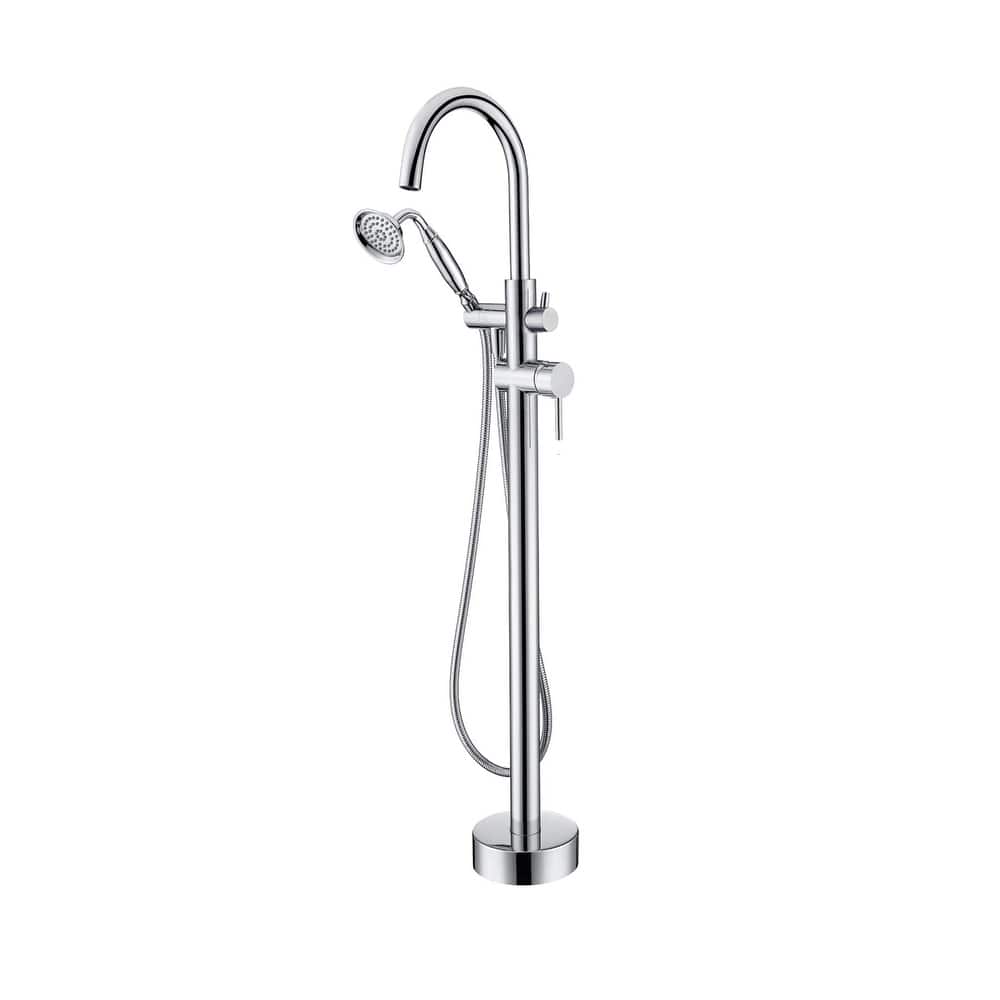 BATHLET Freestanding Bathtub Floor-Mount Faucet Tub Filler with Hand Shower