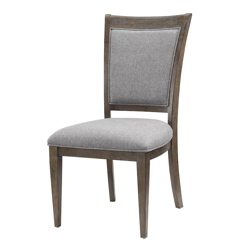 Koa 26 Inch Set of 2 Side Dining Chairs, Gray Polyester, Driftwood Brown