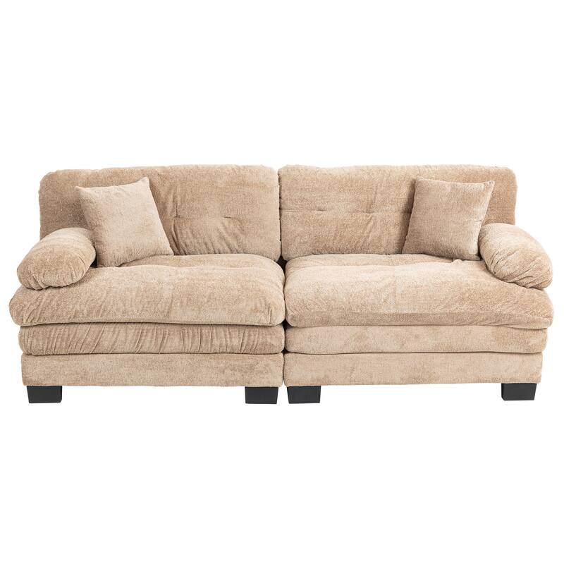 84" Upholstered 3-Seater Sofa with Memory Foam & Comfort Pillows
