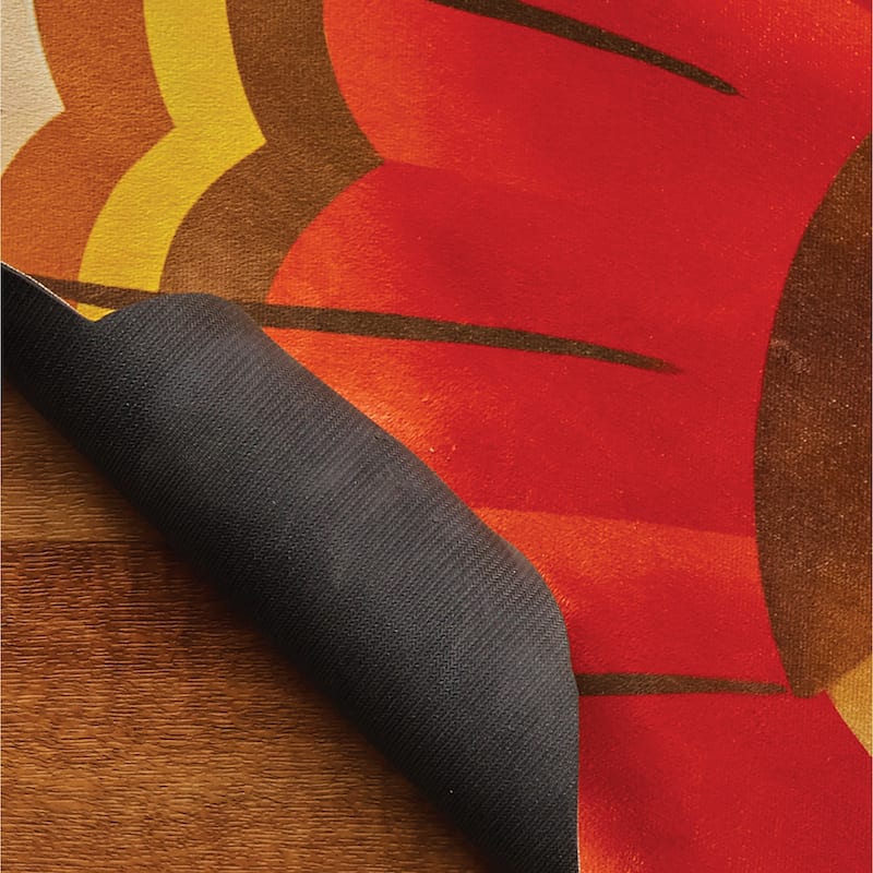 Festive Thanksgiving Turkey Shaped Skid-Resistant Accent Rug - 2X3 FT