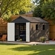 preview thumbnail 83 of 117, Patiowell 8' x 6' / 8' x 8' / 8' x 10 '/ 8' x 12' Plastic Outdoor Shed With Floor for Patio Furniture, Tools (Kick-It Shed) 8' x 12' With Light - Grey