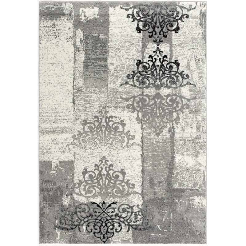 HomeRoots Damask Abstract Rectangle Area Rug - 36 in. x 27 in. x 0.3 in.