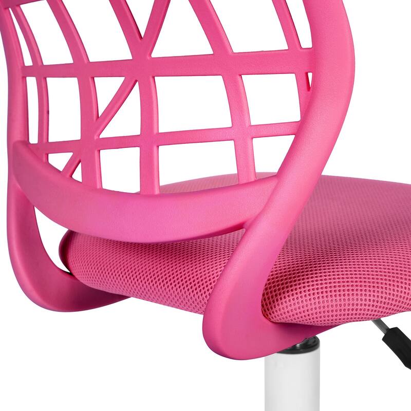 Pink and White Adjustable Height Swivel Rolling Office Chair