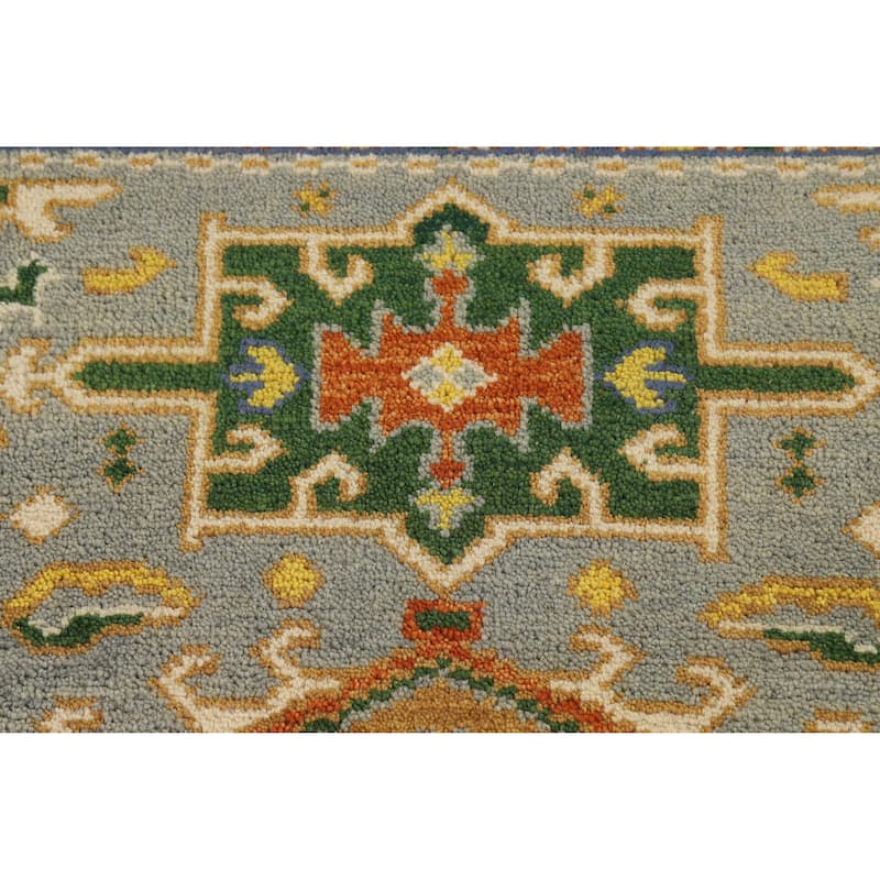 Hand Knotted Oriental 100% Wool Carpet Transitional Geometric Greys & Charcoal Khotan Area Rug - 4' 11'' X 3' 0''