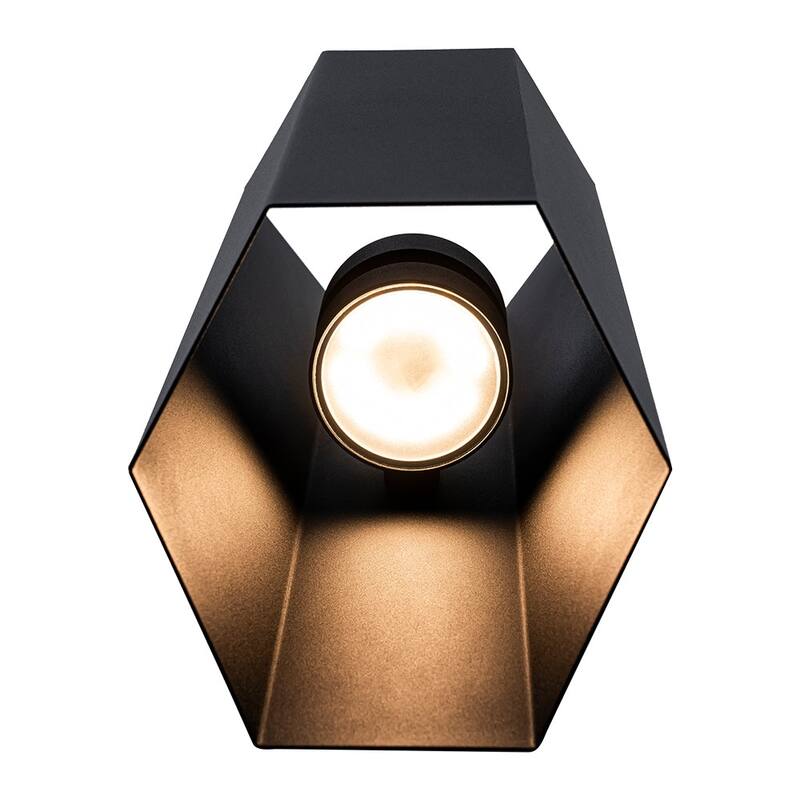 2-Light Hexagonal LED Outdoor Wall Sconce Dimmable Iron Exterior Lamp