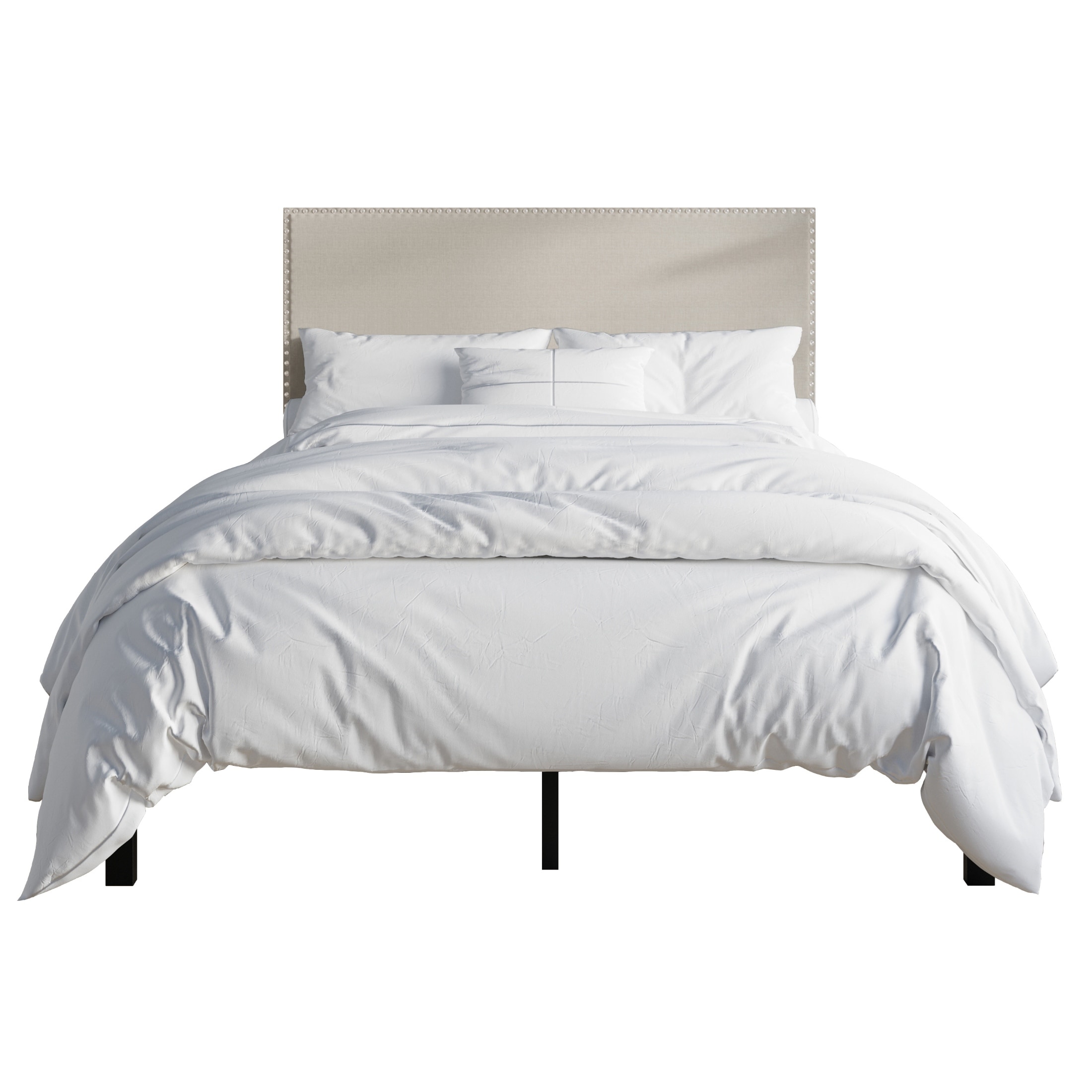 CraftPorch Modern Linen Silver Finish Nailhead Upholstered Bed