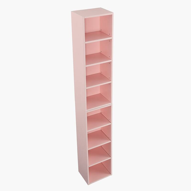 8-Tier Media Tower Rack Bookcase Display Bookshelf CD DVD Slim Storage Cabinet With Adjustable Shelves