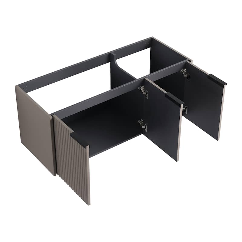 Modern 48 Inch Wall Mounted Bathroom Vanity Base with Soft-Close Doors, Cabinet Only without Sink