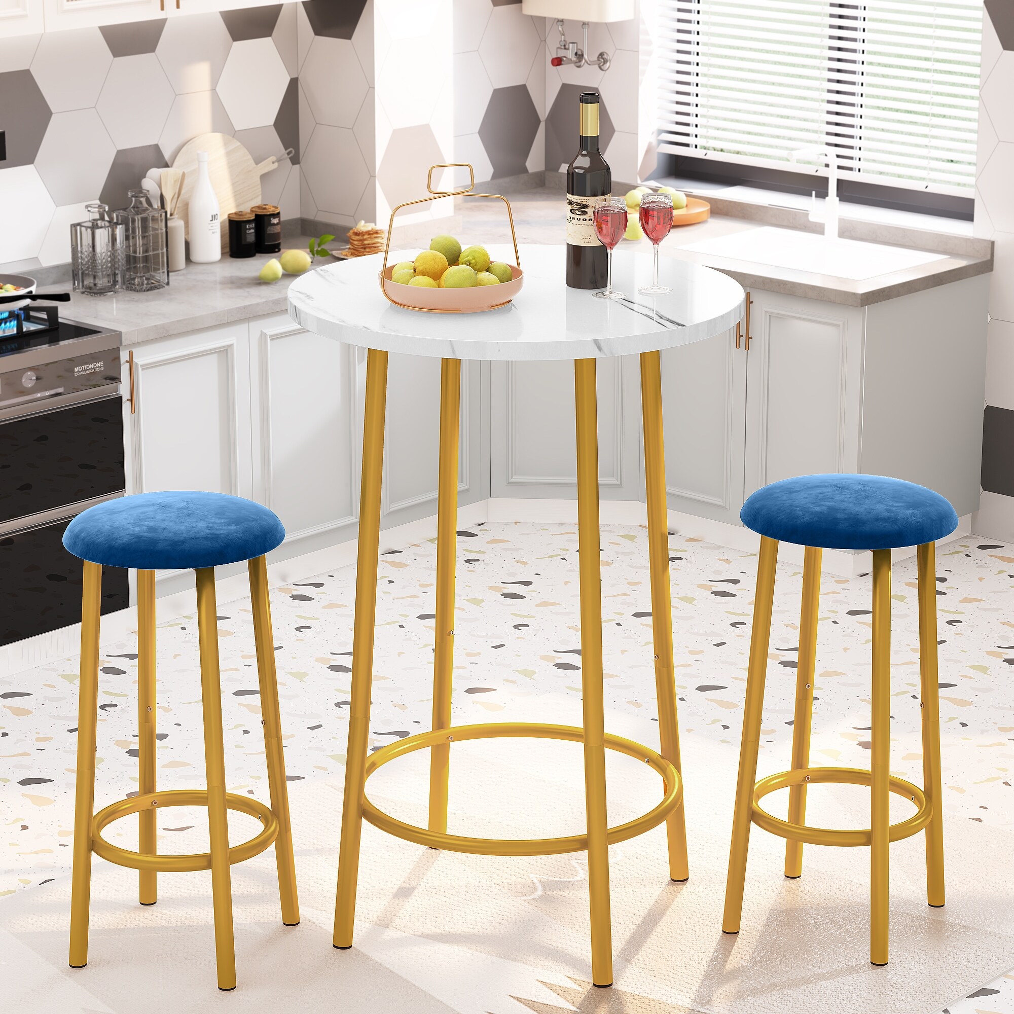 Marble bar shop table set
