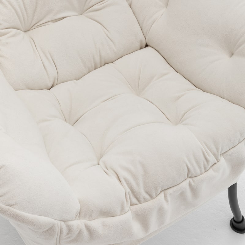 Velvet Recliner Chair with Matching Ottoman, Upholstered Accent Chair Armchair, Lounge Chaise Chair with Footrest