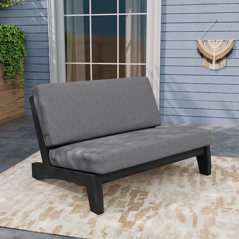 Outdoor Wood Club Chairs Set Loveseat with Cushion