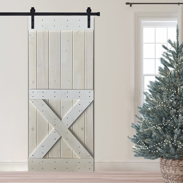 Double X Brace Wood 2 Panel Barn Door (Wood Designer Series Sliding Barn  Doors) by Designer