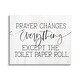 preview thumbnail 1 of 7, Stupell Prayer Changes Everything Funny Religious Bathroom Quote Canvas Wall Art - White 20 x 16