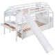 preview thumbnail 4 of 10, Twin over Twin Bunk Bed with Storage Staircase, Slide and Drawers, Desk