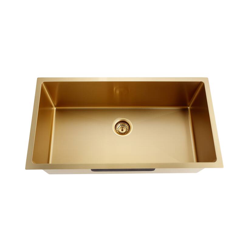 CB HOME 32'' Undermount Kitchen Sink with Gold/Black Kitchen Faucet Combo, Drop in Gold Kitchen Sink with Grid&Roll Up Dish Rack