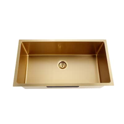 CB HOME 33" Undermount Single Bowl Stainless Steel Sink , Modern Gold Kitchen Sink - 33''