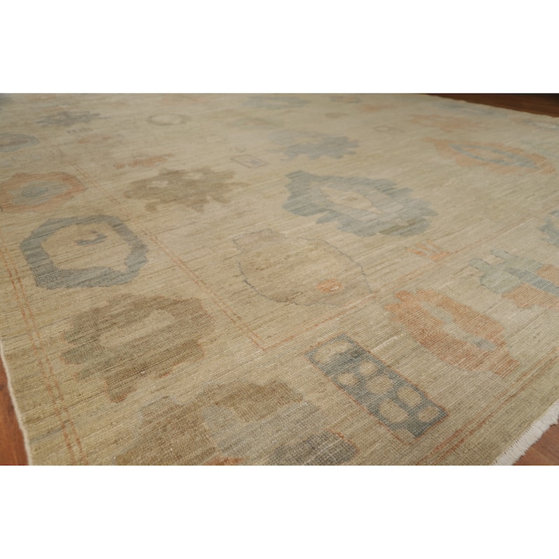 Oushak Turkish Area Rug Handmade Vegetable Dye Wool Carpet - 9'0"x 11'11" - 9'0"x 11'11" - Yellow