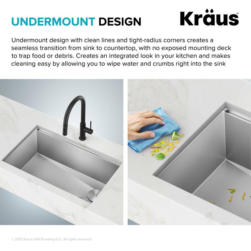 KRAUS Kore Workstation Undermount Stainless Steel Kitchen Sink