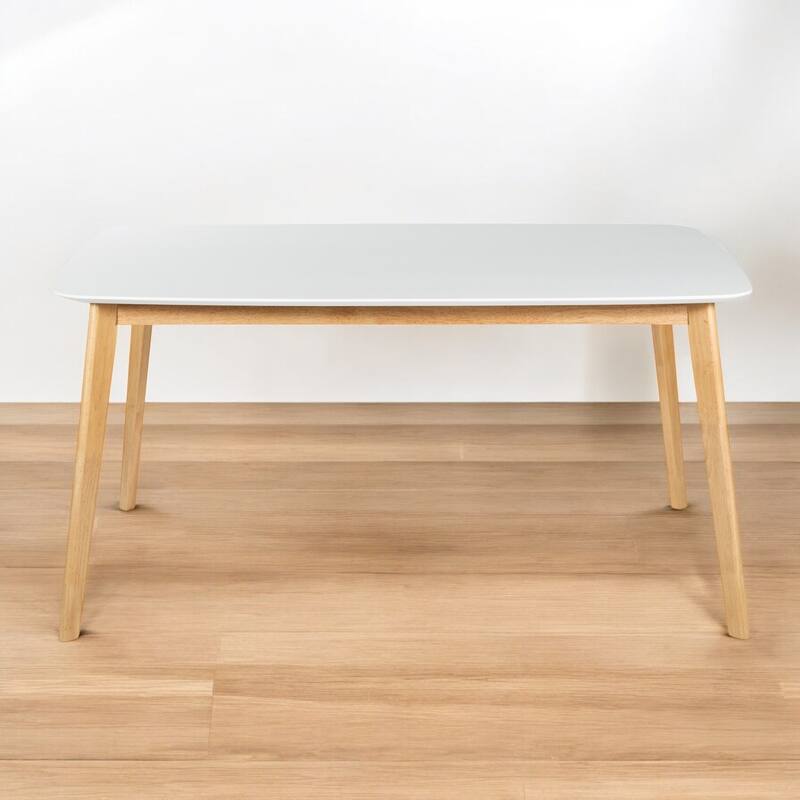 5-Piece Mid-Century Modern Dining Set with Solid Rubberwood Frame Table & Upholstered Chairs for Dining Room and Kitchen