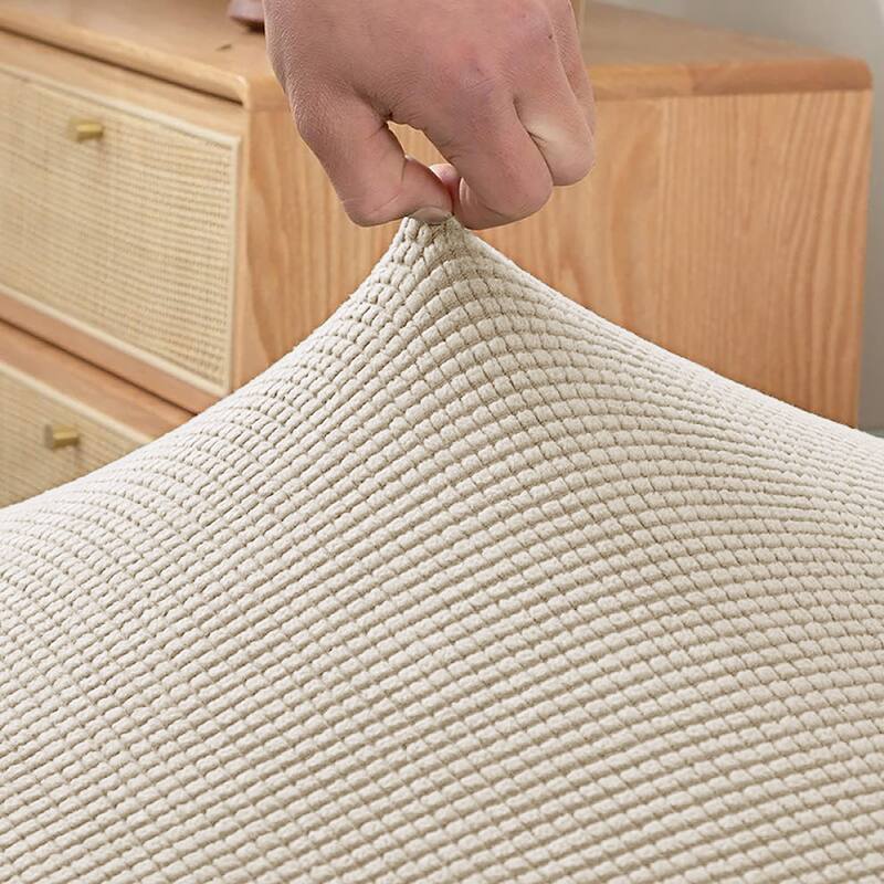 6 Piece Set - Beige Dining Kitchen Desk Chair Stretch Cover Protector Slipcover - 6 Piece Set