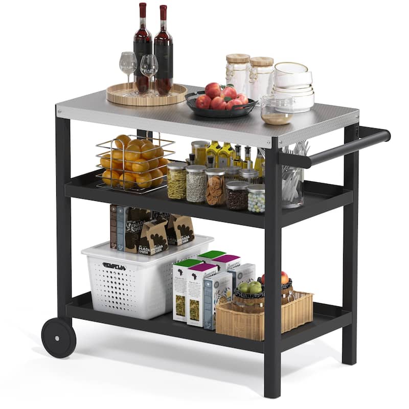 Patio Grill carts Moveable kitchen island - Black