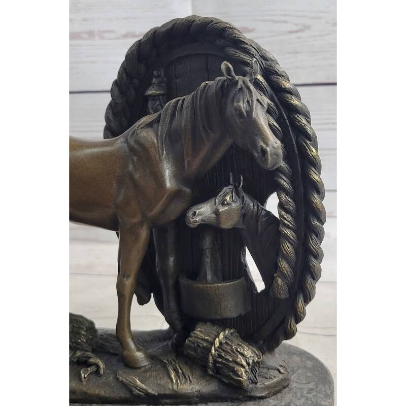Horses Foal Equestrian Horse Lover Bronze Metal Sculpture Statue Figure Gift Decor Signed Art