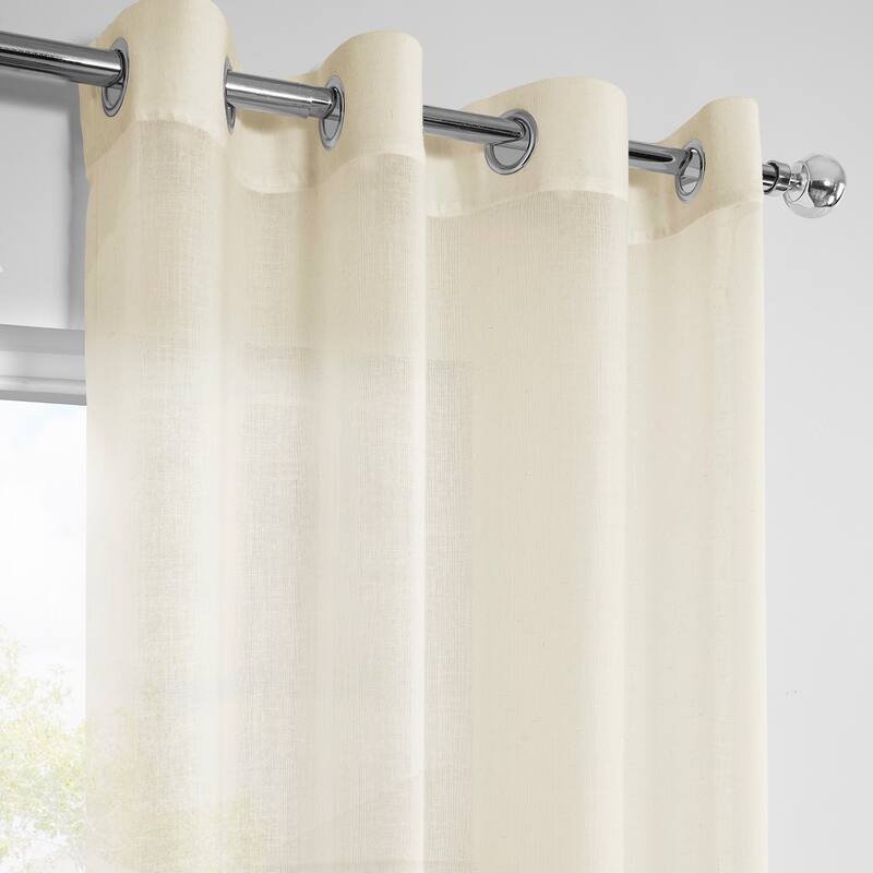 Exclusive Fabrics Faux Linen Grommet Sheer Curtains For Bedroom & Living Room Curtains - Single Panel Window Curtains