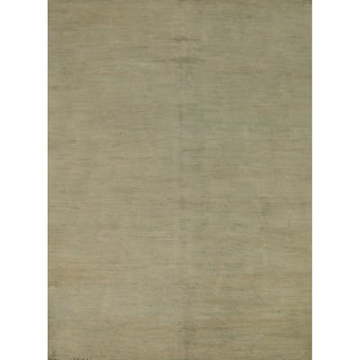 Green Modern Gabbeh Oriental Area Rug Hand-Knotted Wool Carpet - 4'11" x 6'4"