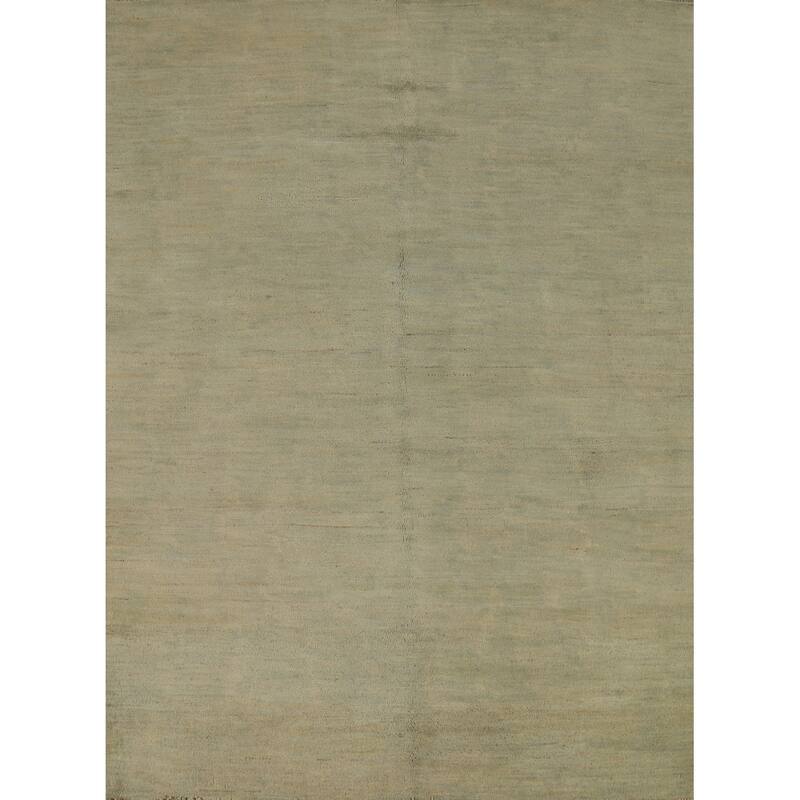 Green Modern Gabbeh Oriental Area Rug Hand-Knotted Wool Carpet - 4'11" x 6'4"