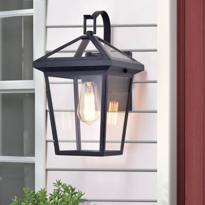 1-light Antique Zinc Outdoor Clear Glass Wall Sconce