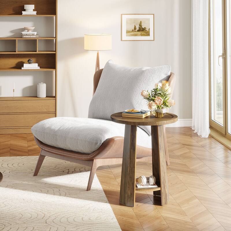 Round End Table Side Table Nightstand for Sofa Couch Living Room