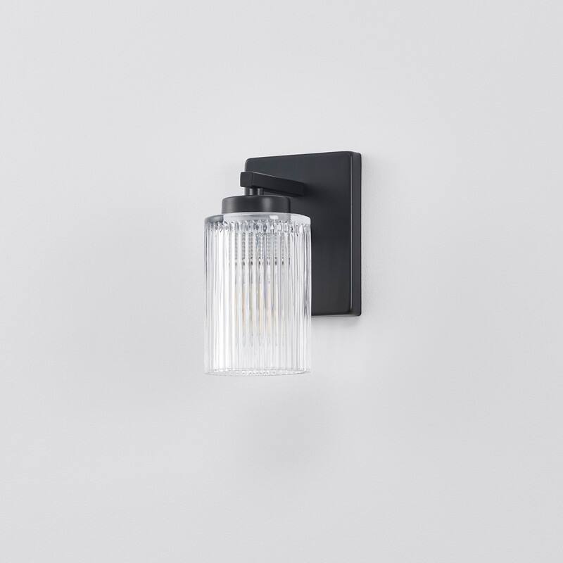 KAWOTI 8.6"H Contemporary Bathroom Vanity Light with Flutted Glass