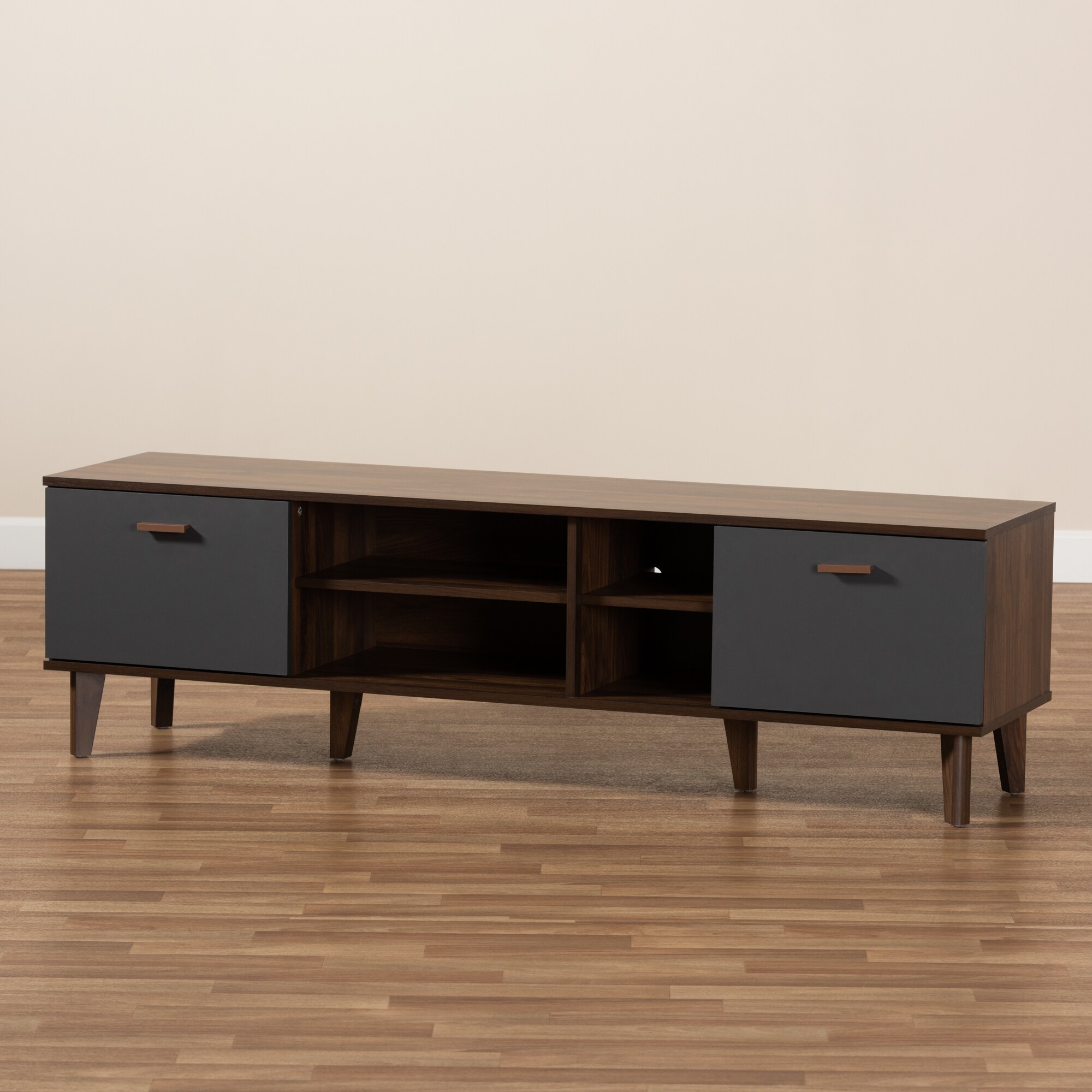 moina mid century modern two tone tv stand