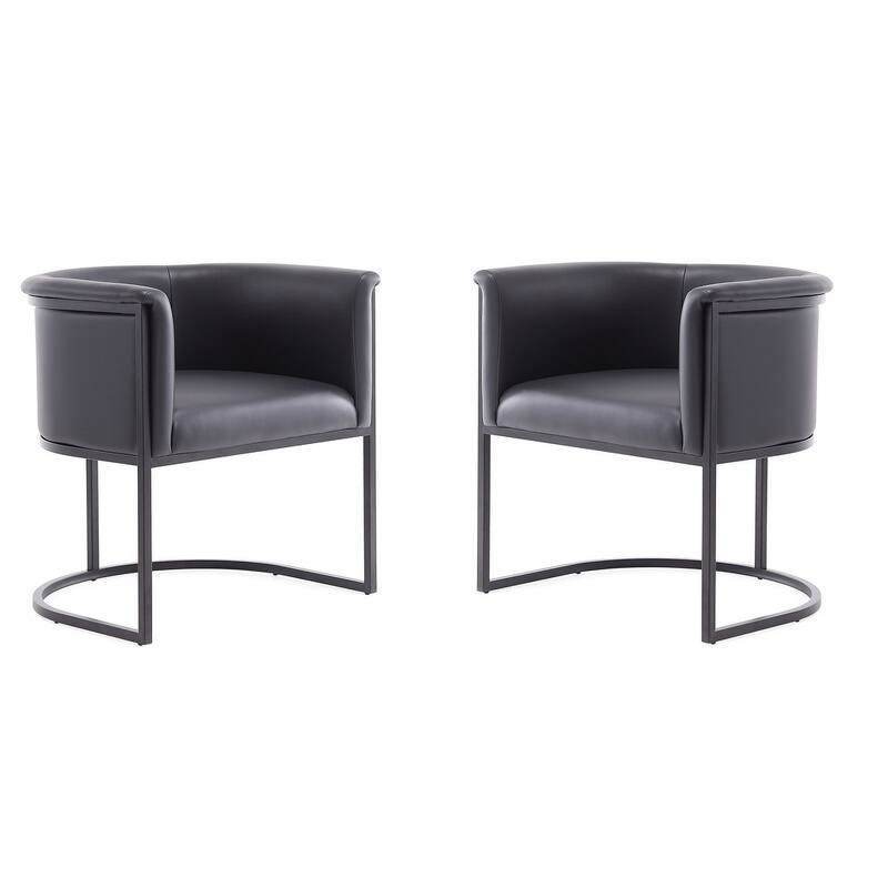Bali Saddle and Black Faux Leather Dining Chair (Set of 2) - Black