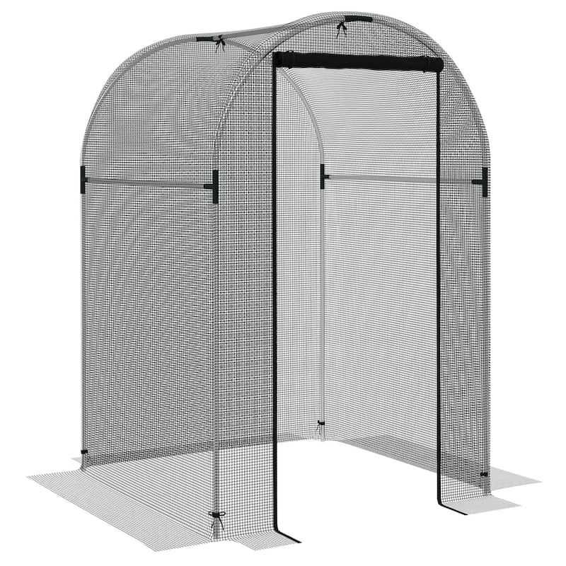 Outsunny 4' x 4' Crop Cage, Plant Protection Tent with Zippered Door and Galvanized Steel Frame, Fruit Cage Netting Cover