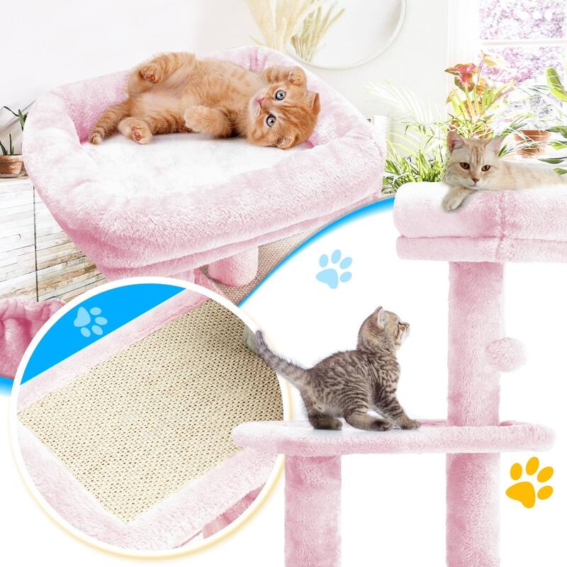 EROMMY Cat Tree – Multi-Level Cat Tower with Sisal Scratching Posts & Swing Ball, Modern Cat Furniture for Indoor Cats