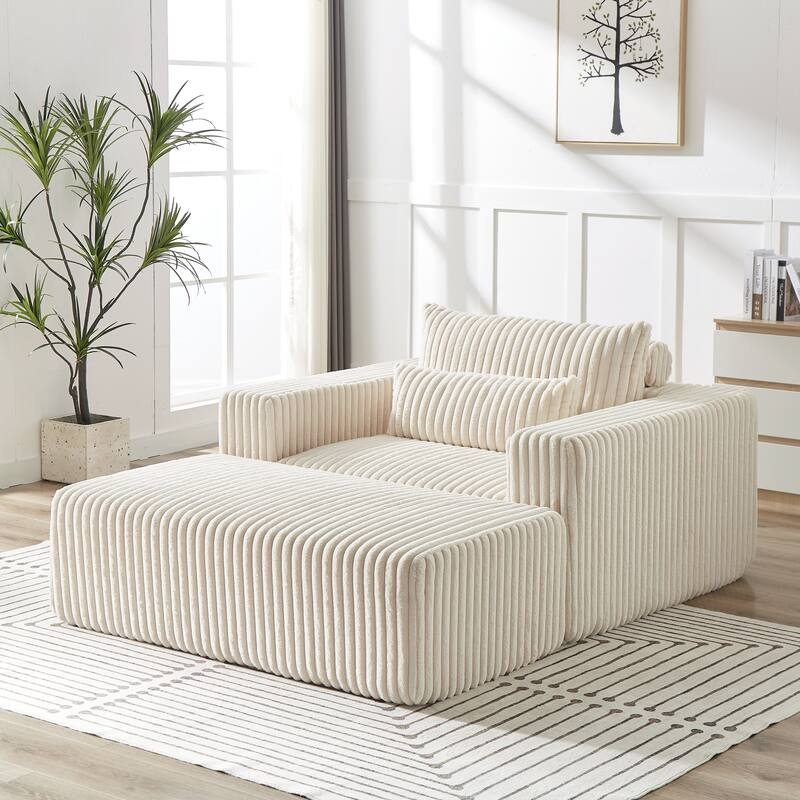 Corduroy Sponge Sofa Lounge Chair with Removable footrest