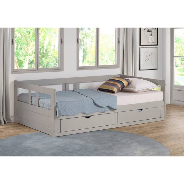 Melody Expandable Twin-to-King Trundle Daybed with 2 Storage Drawers