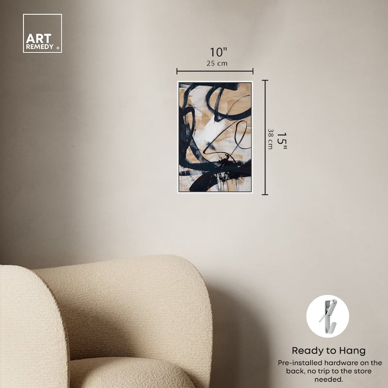 Art Remedy Flowing Framed Abstract Shapes 1 Piece Canvas Wall Art