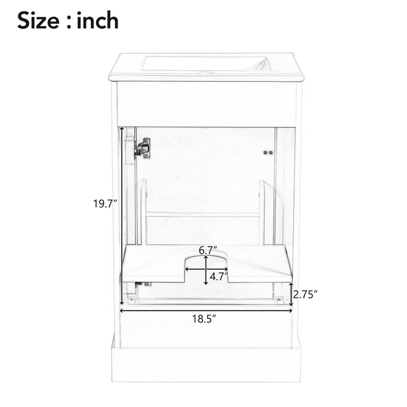 Small Space 20" Freestanding Bathroom Vanity with Ceramic Sink & Soft-Close Hinges