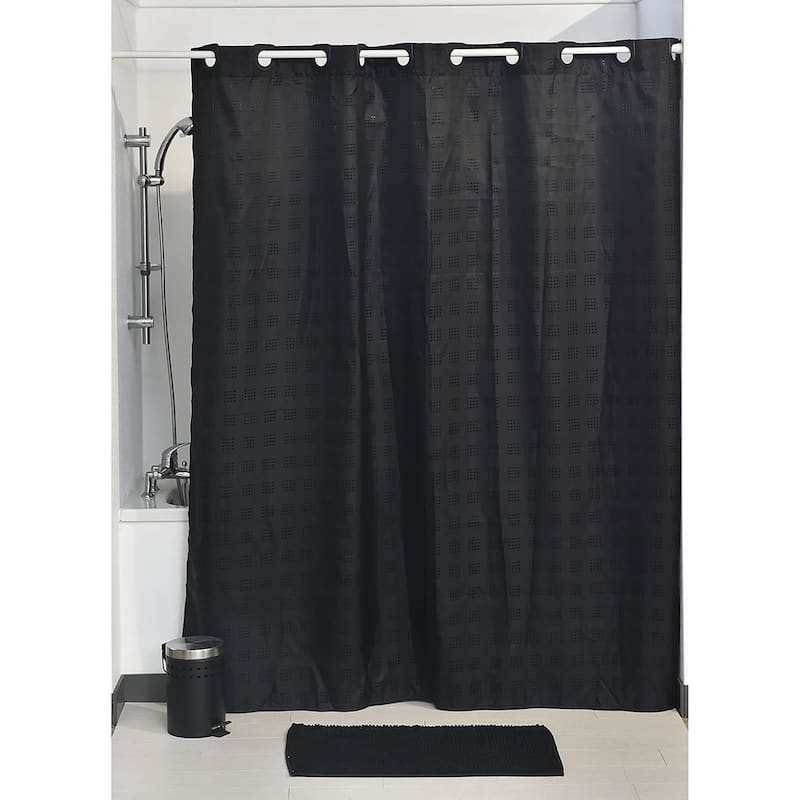Extra Long Shower Curtain Polyester Hook Less Cubic 79"L x 71"W